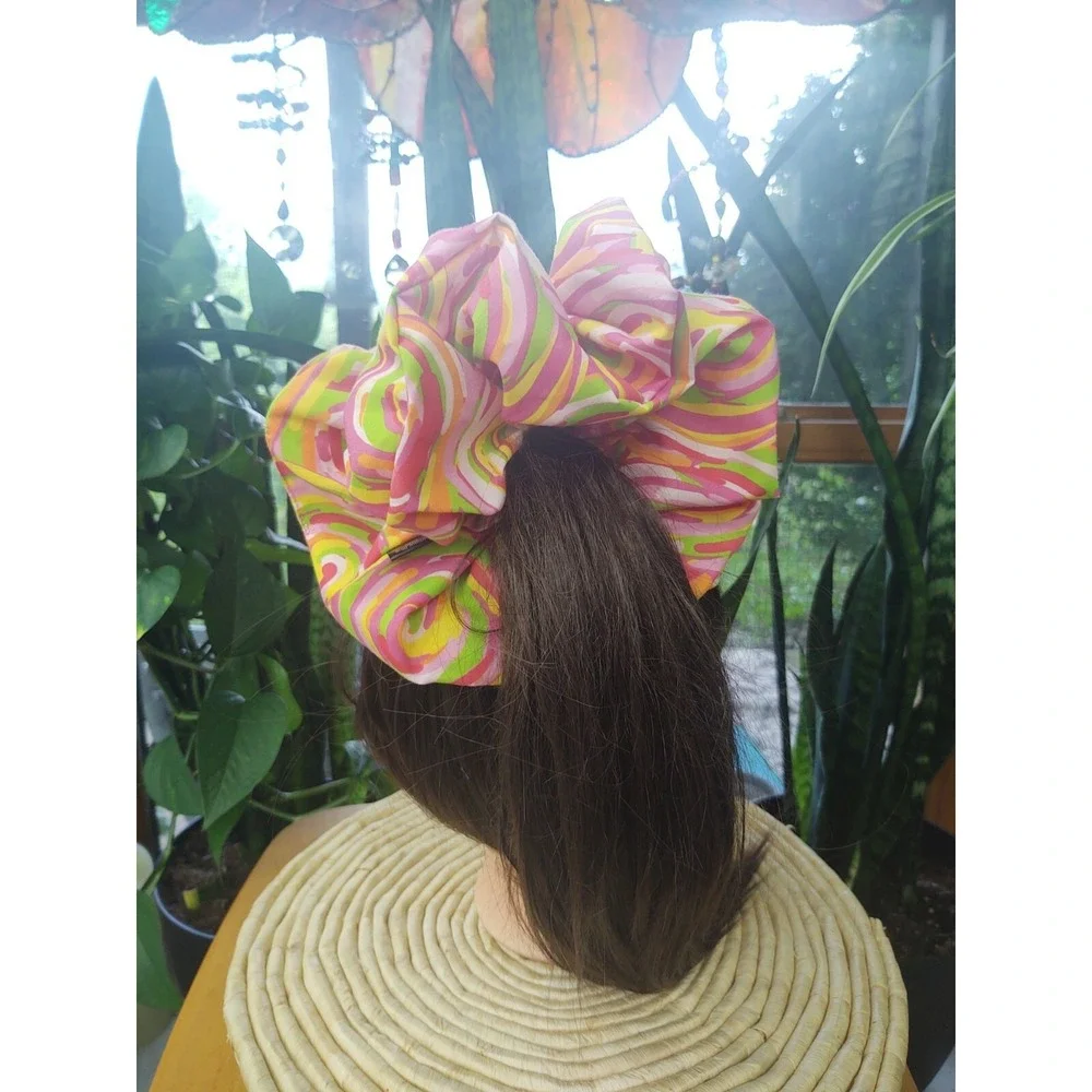 Pink Tie Dye‎ Swirl Polyester Cotton Blend XXL Scrunchie 7